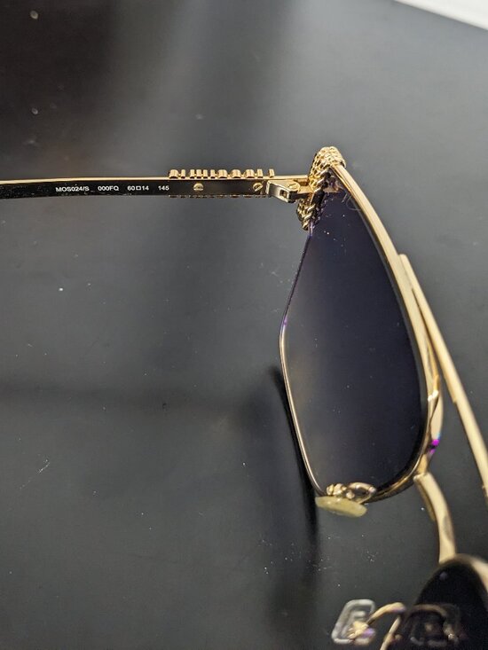 moschino square shape gold frame tortoise shell purple lens sunglasses main image 6